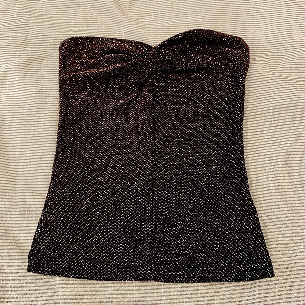 Strapless Black and gold top Size S
